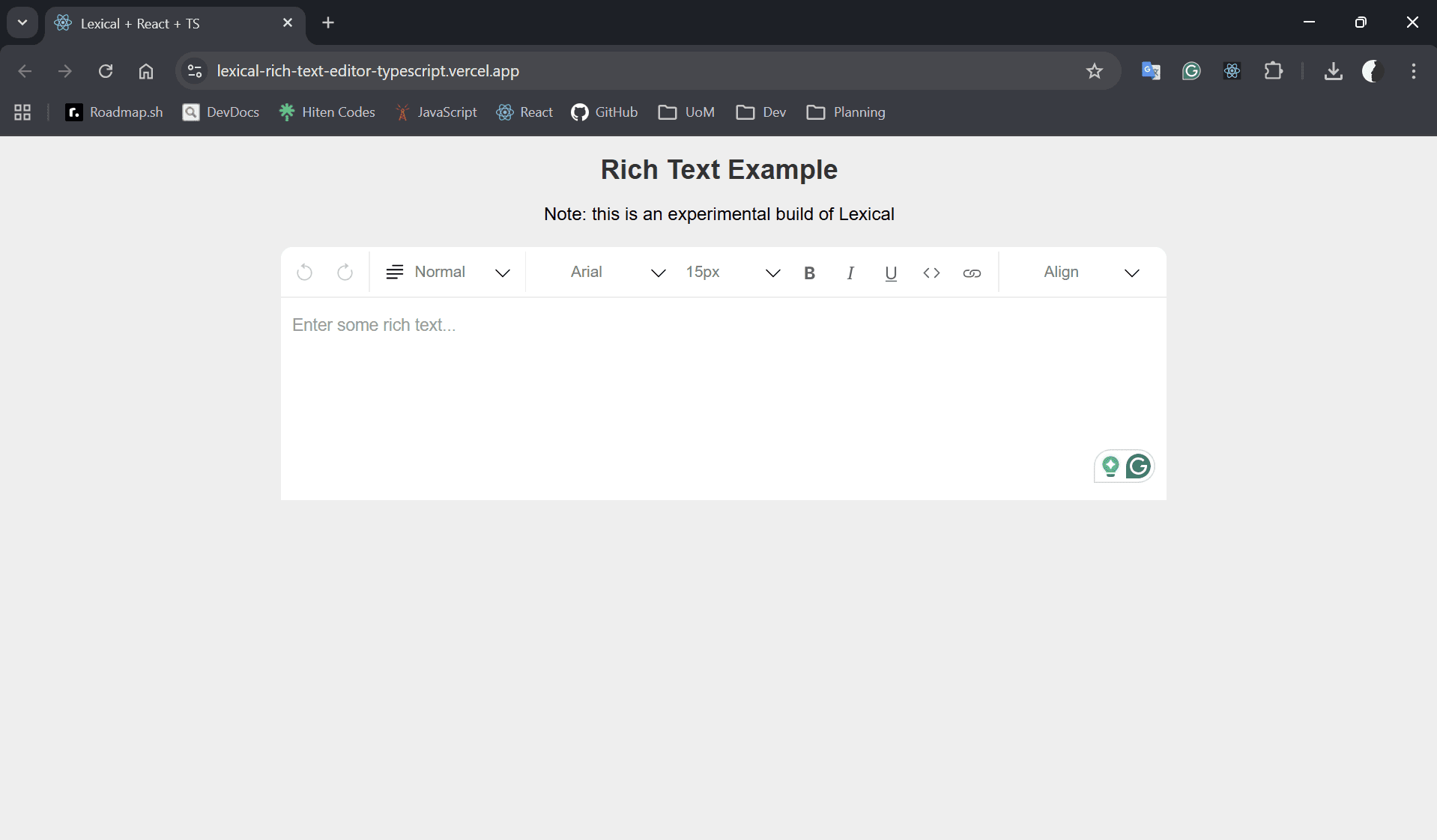Lexical Rich Text Editor