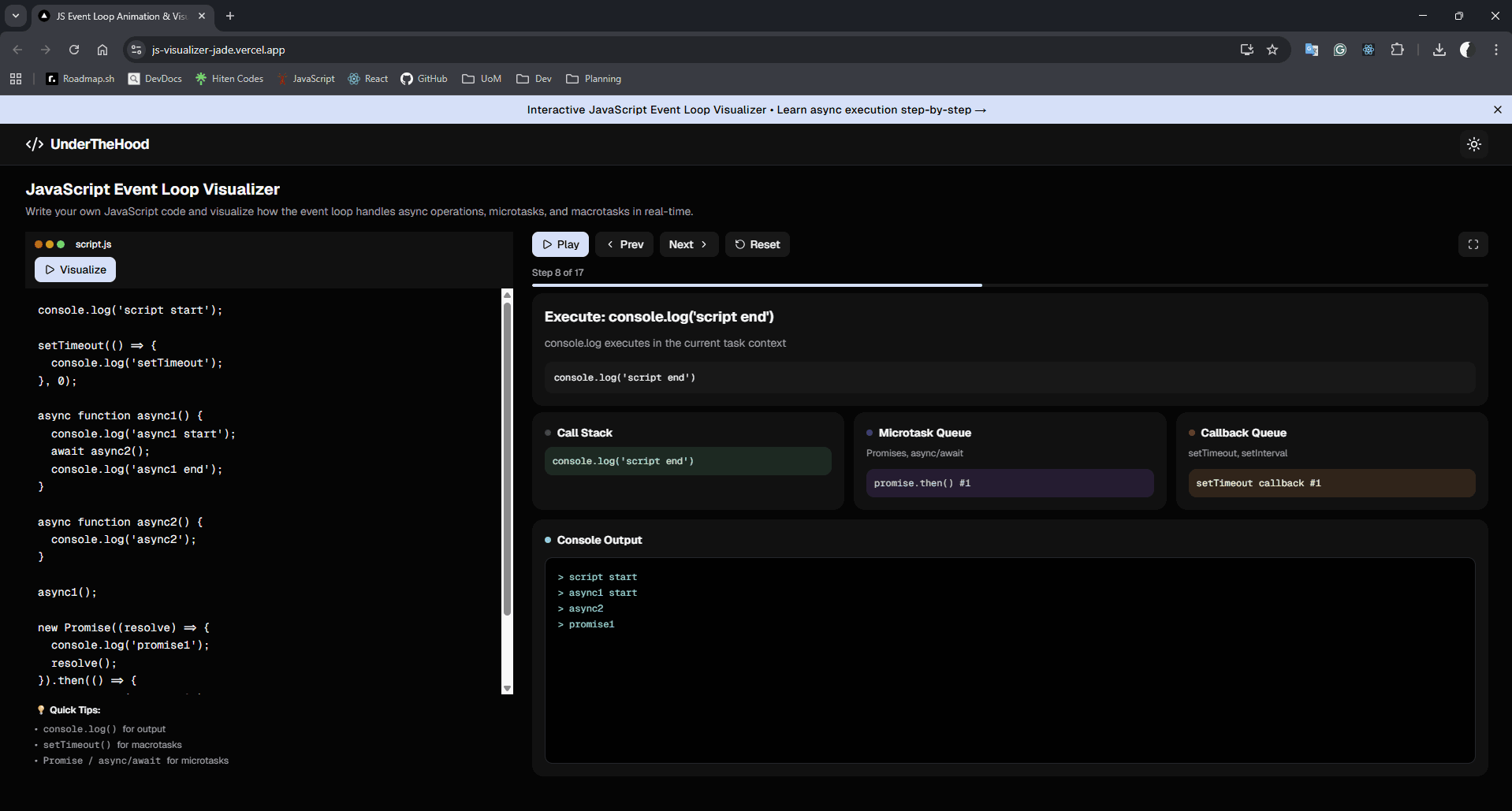JS Event Loop Visualizer